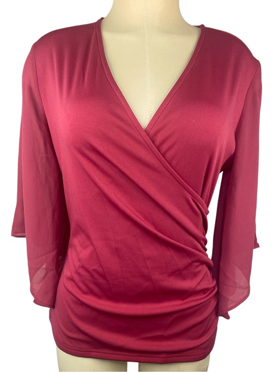 Grace Karin Tops - Grace Karin Women's Wrap Front Blouse - Wine Pink Medium